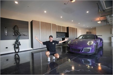 Custom premier garage with epoxy floor